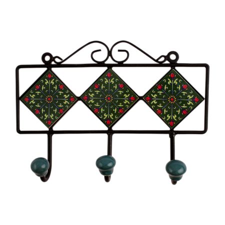 Green Floral Ceramic Tiles Hooks-466